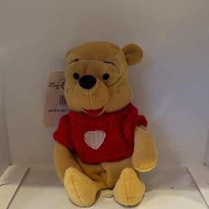 Vintage Winnie the Pooh Plush Bear with Red Heart Sweater